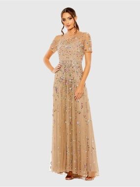 Mac Duggal 93924 High Neck Embellished Sequin Detail A-Line Gown Size 20 NWT